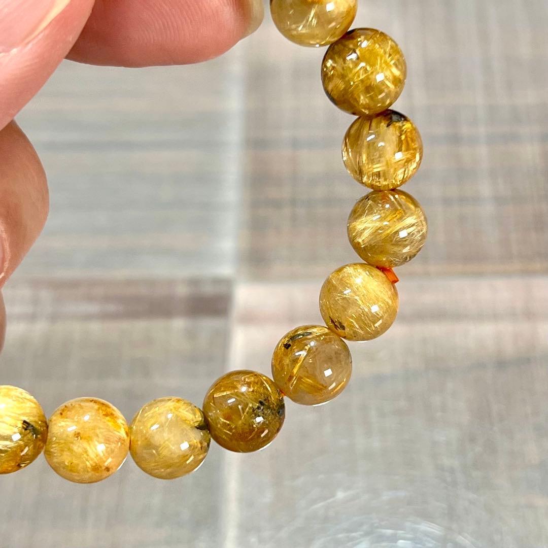 金運強　太陽放射ルチルブレスレット　ヘマタイト　ルチルクォーツ　2-11