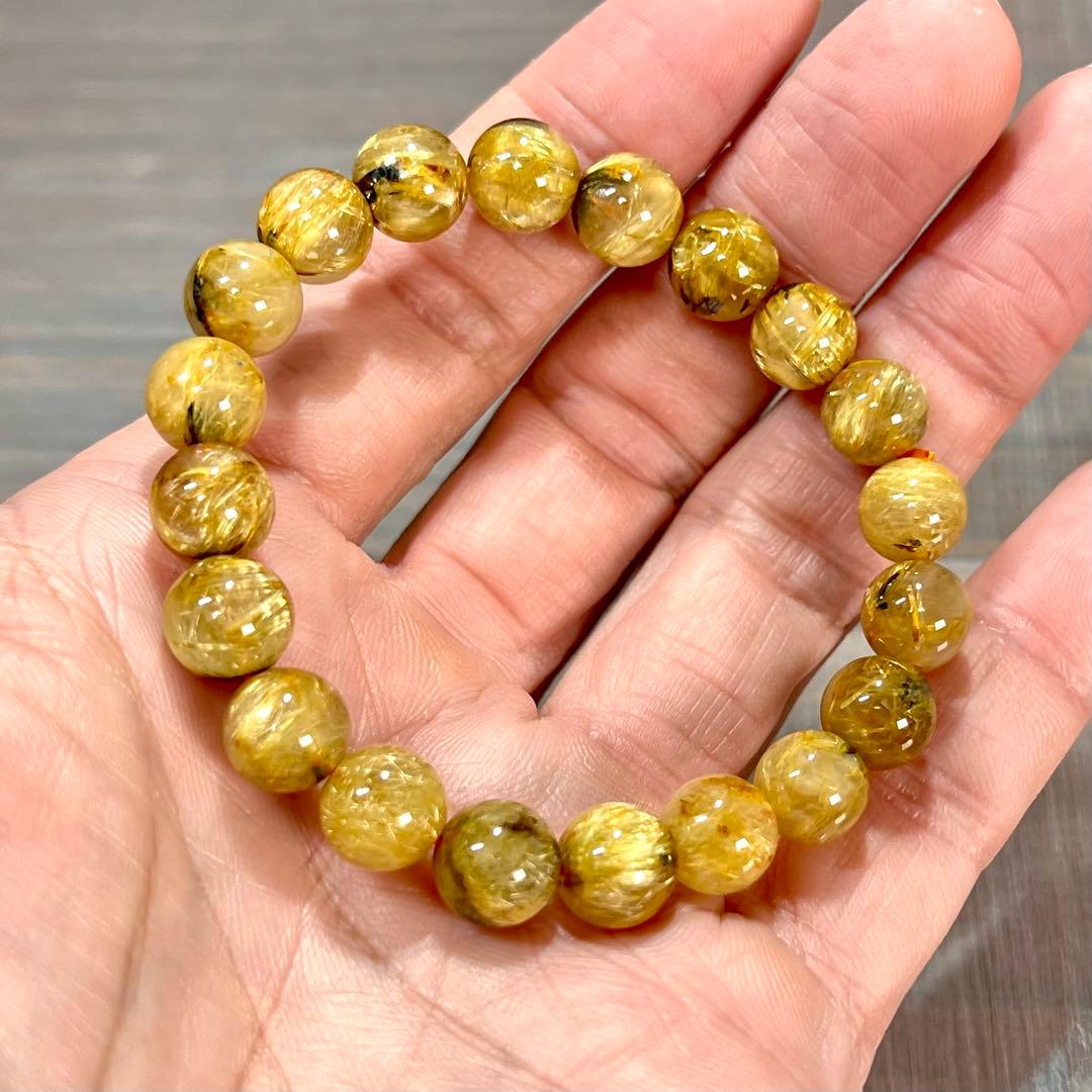 金運強　太陽放射ルチルブレスレット　ヘマタイト　ルチルクォーツ　2-11