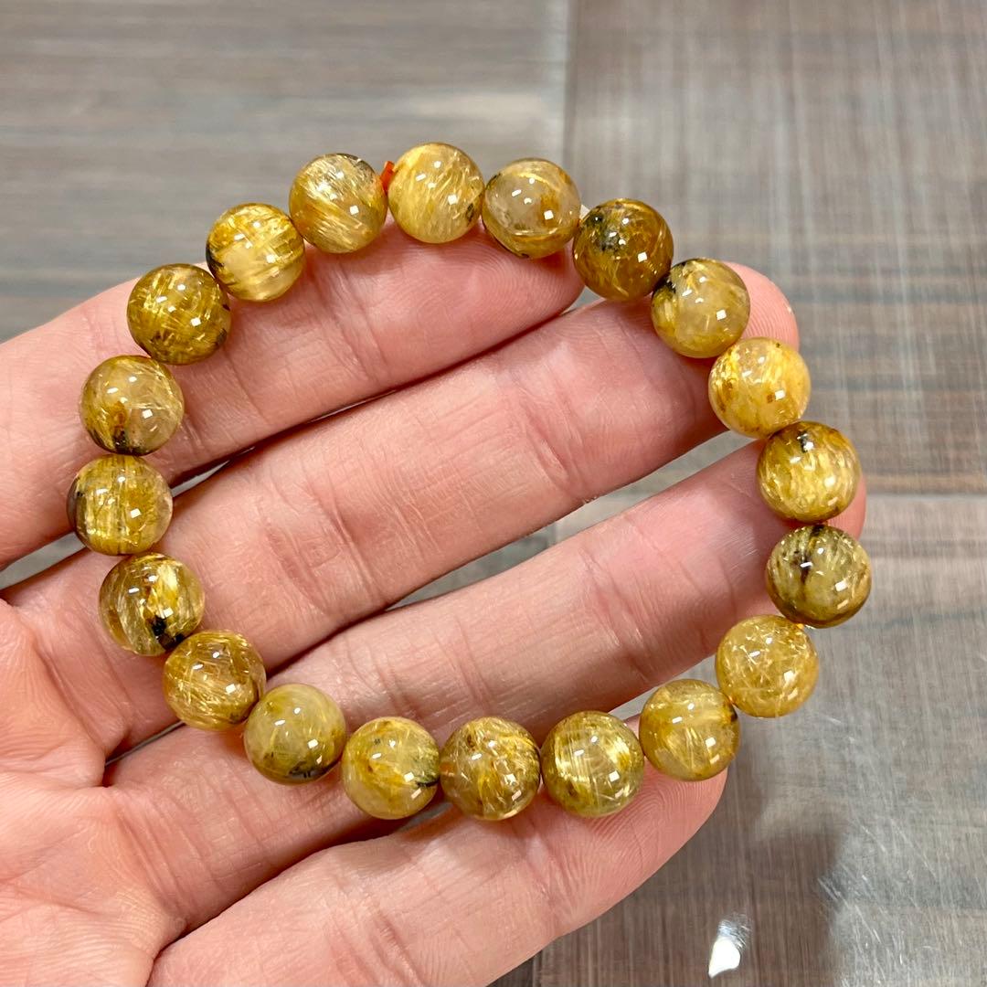 金運強　太陽放射ルチルブレスレット　ヘマタイト　ルチルクォーツ　2-11