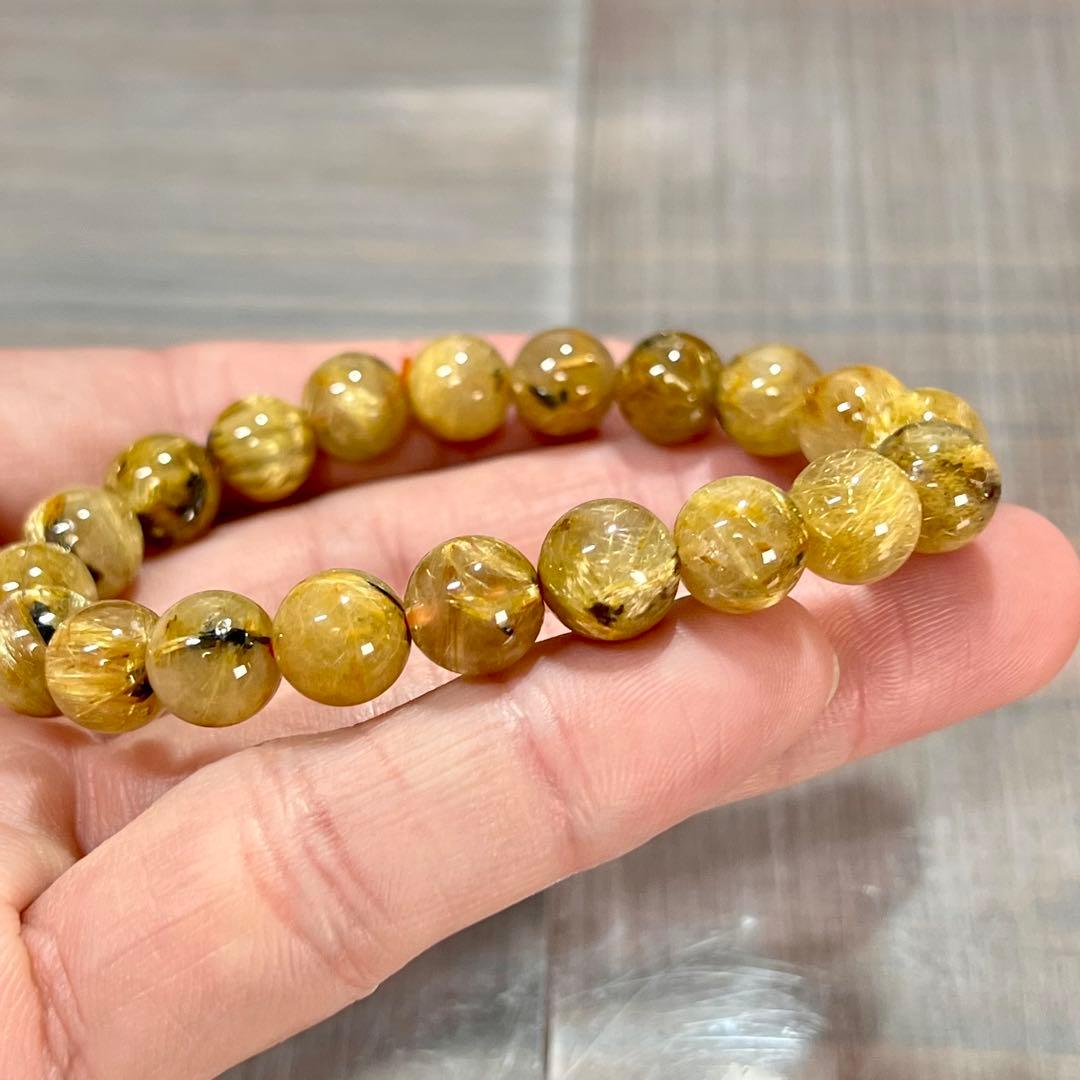 金運強　太陽放射ルチルブレスレット　ヘマタイト　ルチルクォーツ　2-11