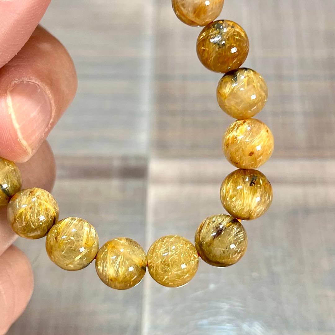 金運強　太陽放射ルチルブレスレット　ヘマタイト　ルチルクォーツ　2-11