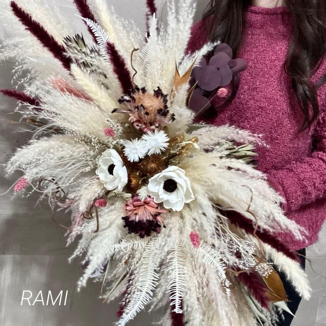 ドライフラワー 特大スワッグ 壁掛けアレンジ