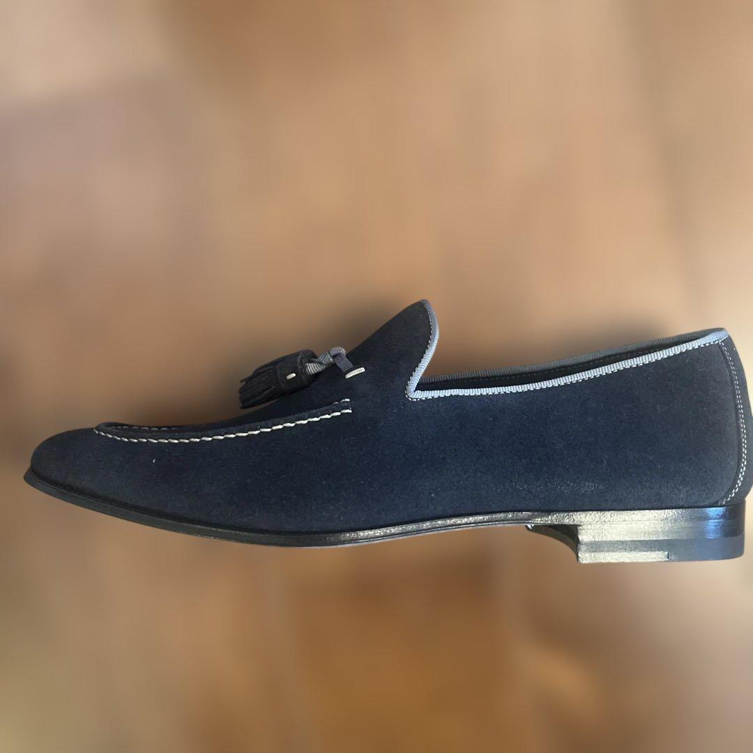 【値下げ】MAGNANNIネイビー スエード タッセル ローファー