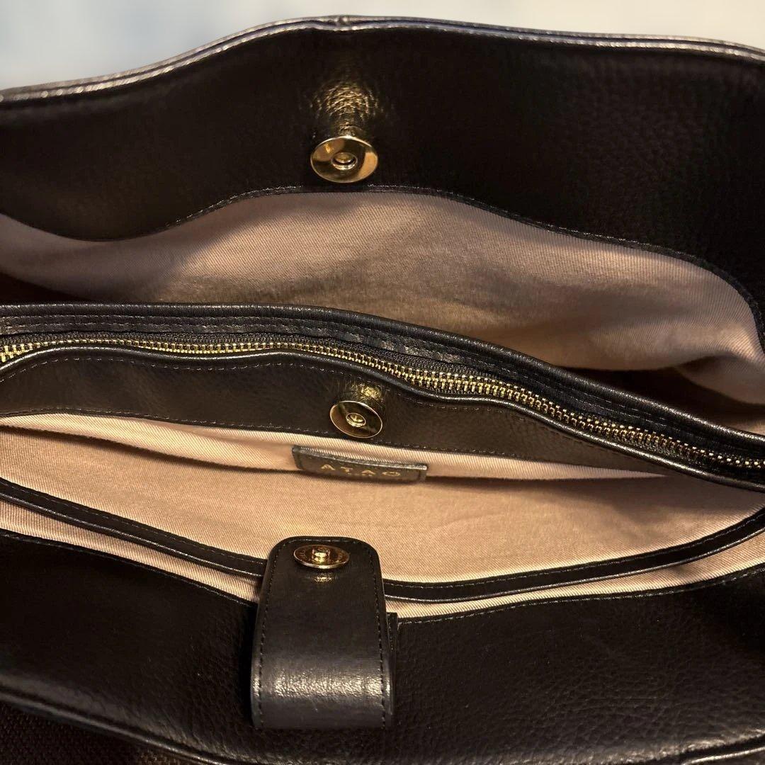 ATAO 黒 レザー トートバッグ 機能的 ビジネスバッグ A4【ファンクヴィ】