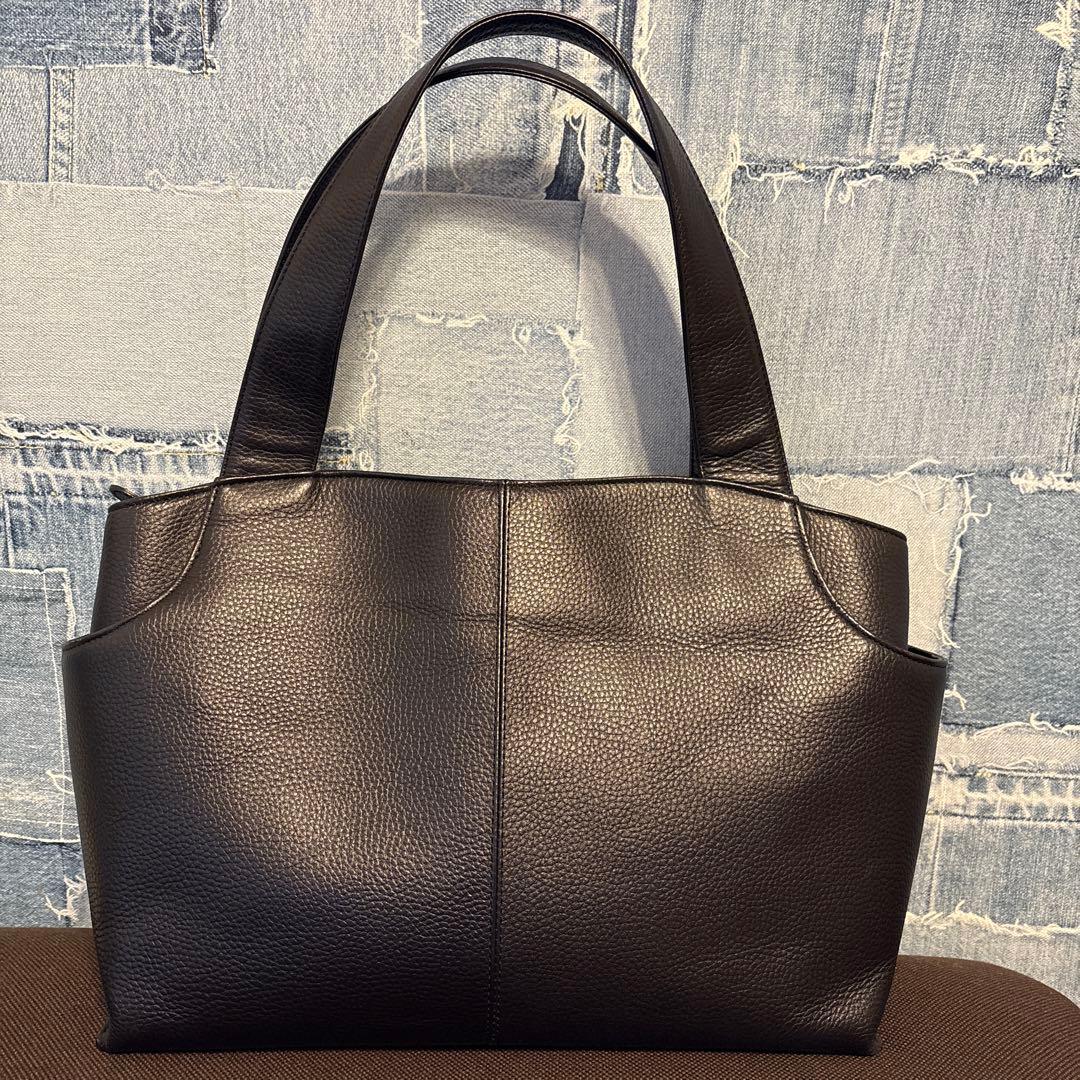 ATAO 黒 レザー トートバッグ 機能的 ビジネスバッグ A4【ファンクヴィ】