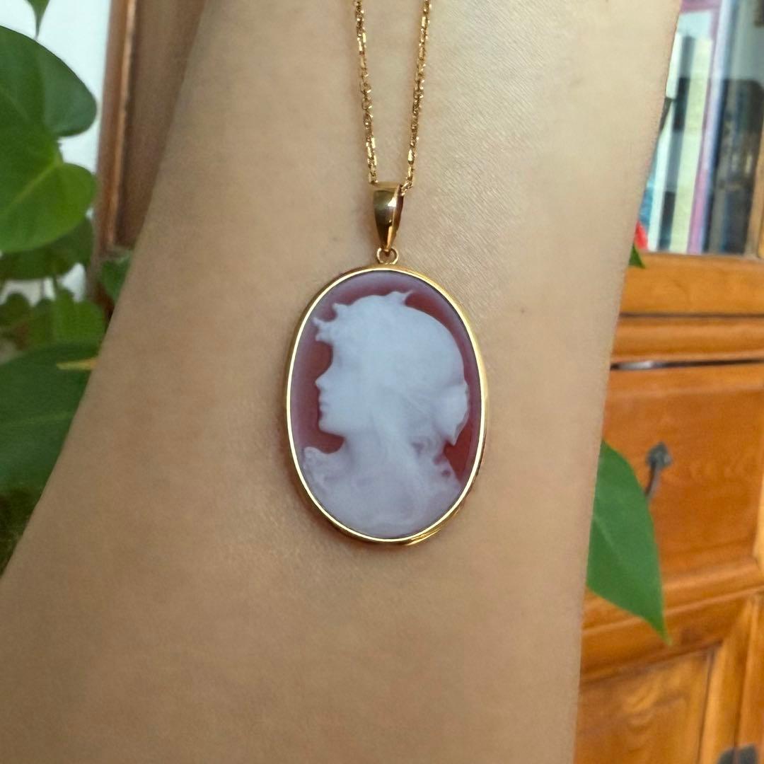 K18カーネリアンカメオペンダントトップ　2.58g