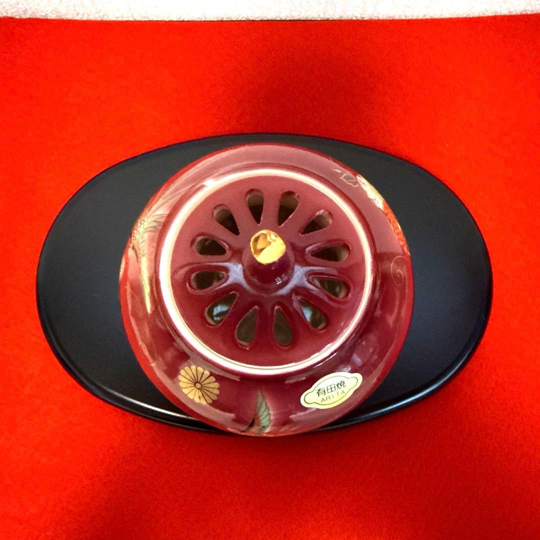 本日限定★【新品】有田焼　香炉　弥左エ門作『平安雅　なつめ香炉』　台・木箱付き