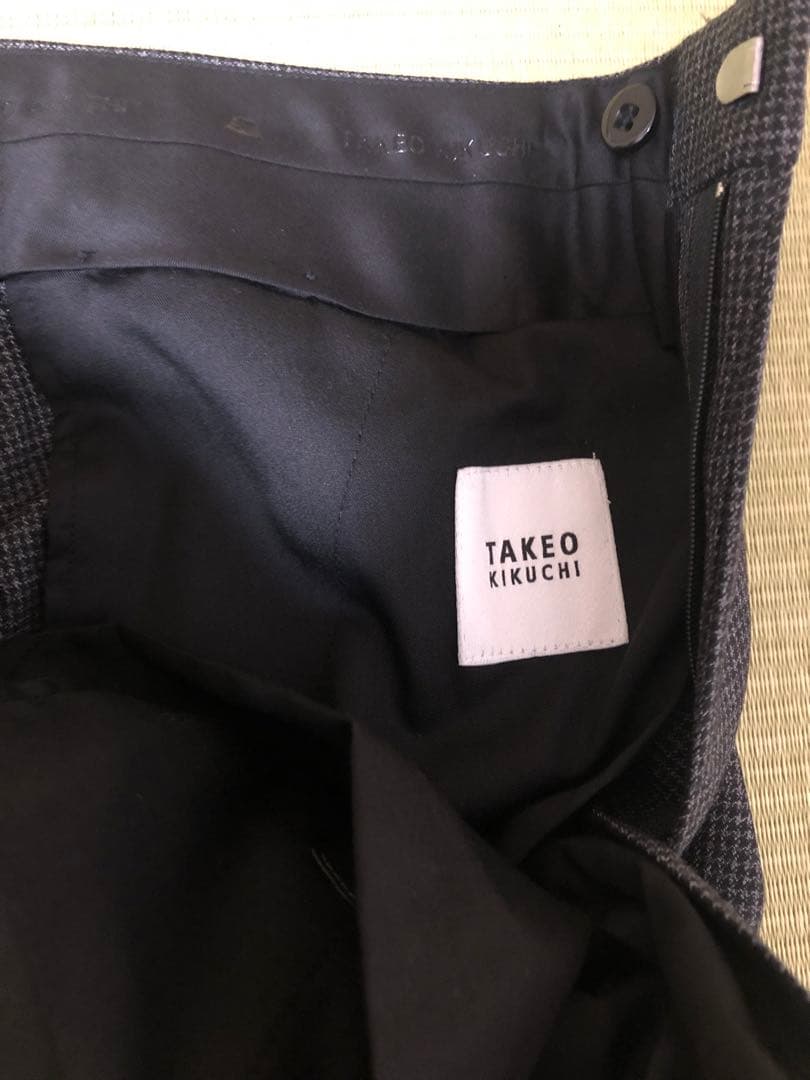 【新品未使用】タケオキクチ メランジ千鳥スーツ チャコールグレー