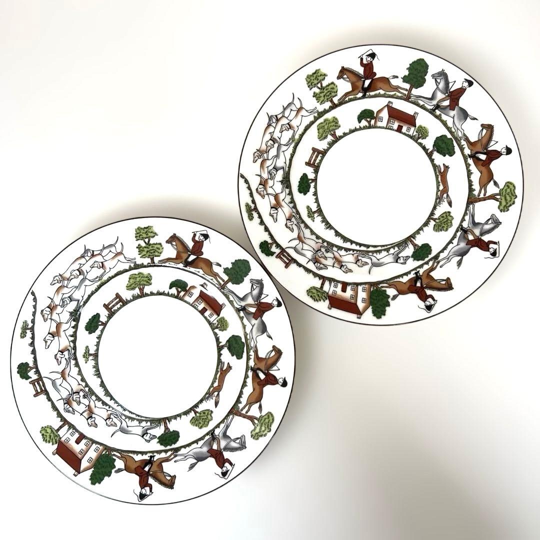 廃盤　ウェッジウッド　ハンティングシーン　皿　プレート　2枚セット