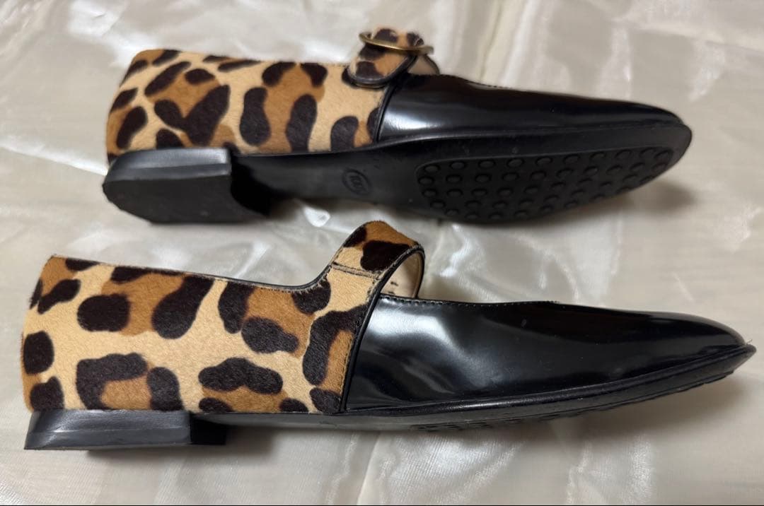 TOD’Sレオパードハラコ・フラットシューズ・パンプス (ヒール高1cm)