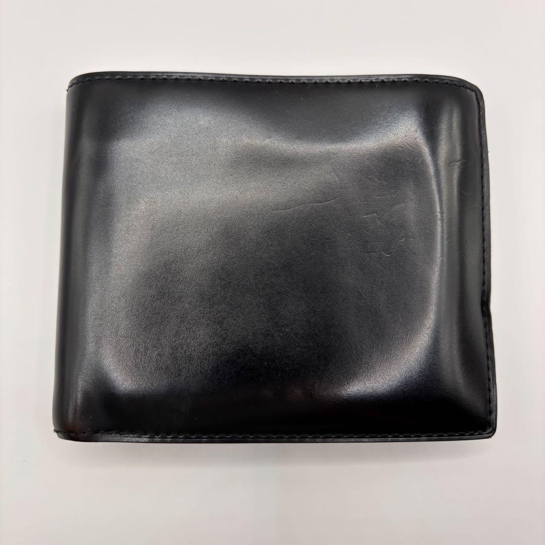 GANZO 二つ折り財布　ブラック　コードバン　レザー　折り財布　小銭入れ付き