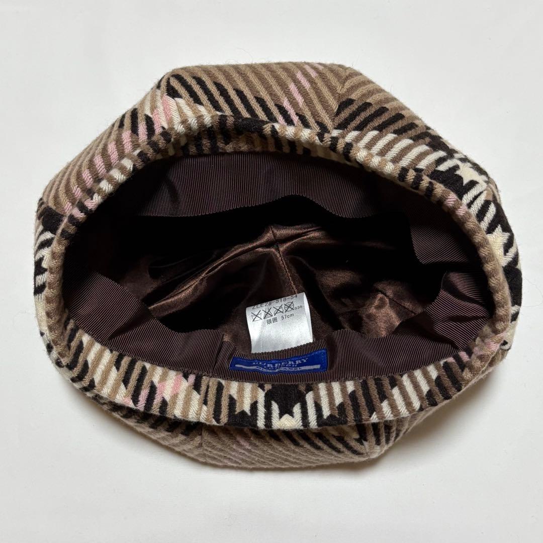 ★美品★バーバリーブルーレーベル ウールベレー帽 フォックスファー ノバチェック