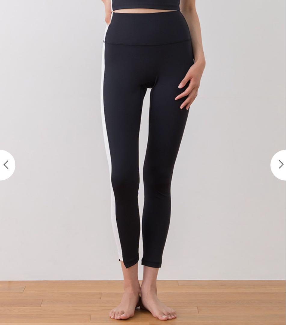 SUKALA バイカラーアシンメトリーレギンス　黒