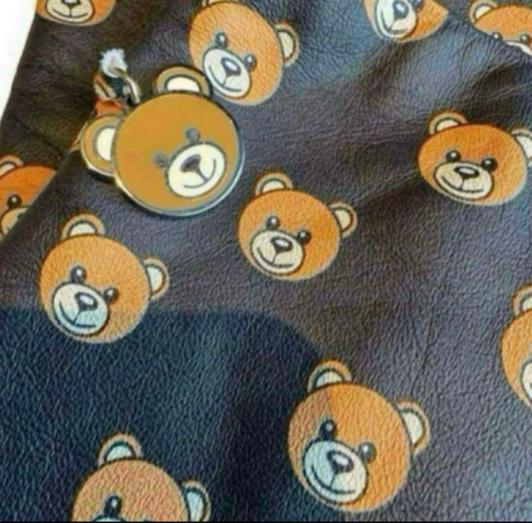 極美品 MOSCHINO モスキーノ テディベア チャーム 手袋 レザーグローブ