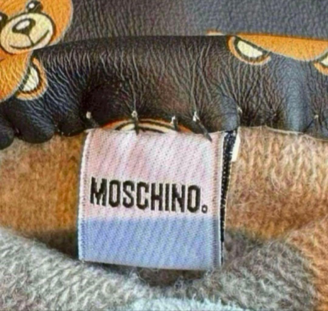 極美品 MOSCHINO モスキーノ テディベア チャーム 手袋 レザーグローブ