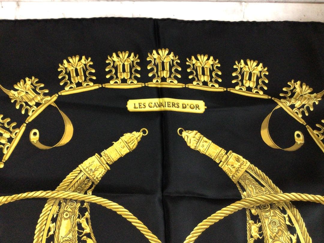 W004 保管品 HERMES/エルメス 大判 スカーフ ホース柄 古着