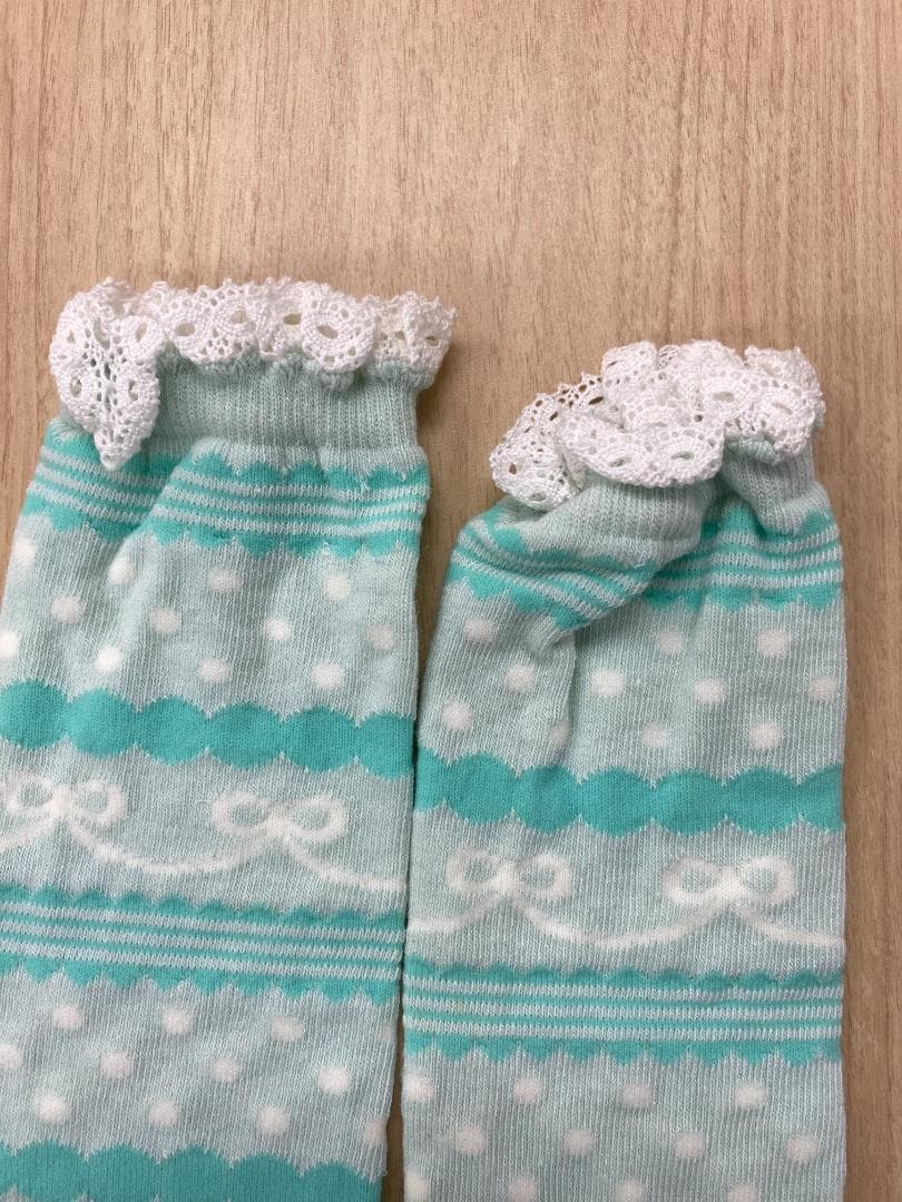 【m−00457】ボーダー　レース柄　オーバーニー　ソックス　4足セット