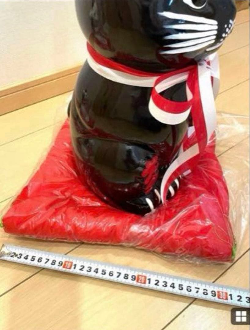 ガチレトロ　レア物 新品時物　黒猫 招き猫　清風作 最高級陶磁器　縁起物
