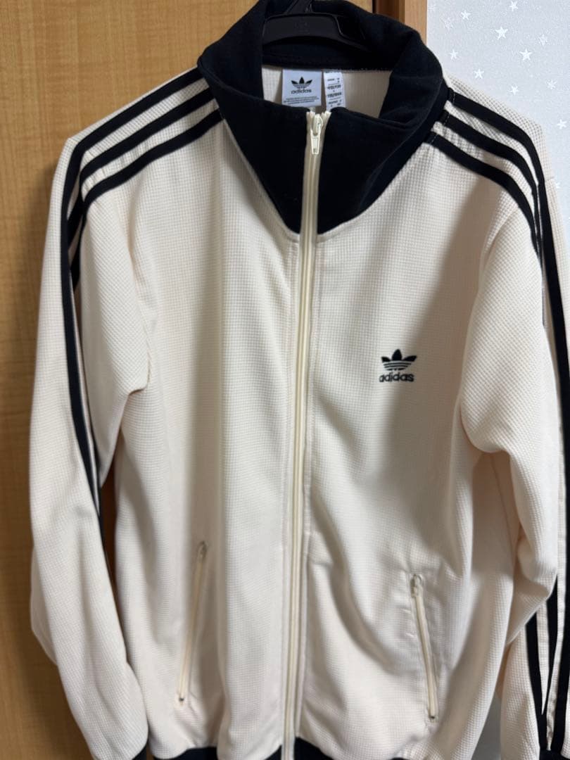 美品】adidas トラックジャケット ホワイト×ブラック Mサイズ