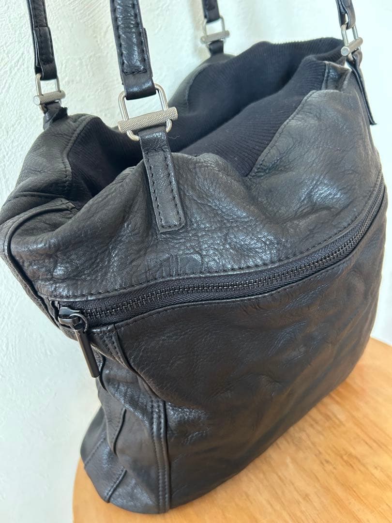 【美品】POMTATA トートバック ハンドバッグ ブラック レザー ポンタタ