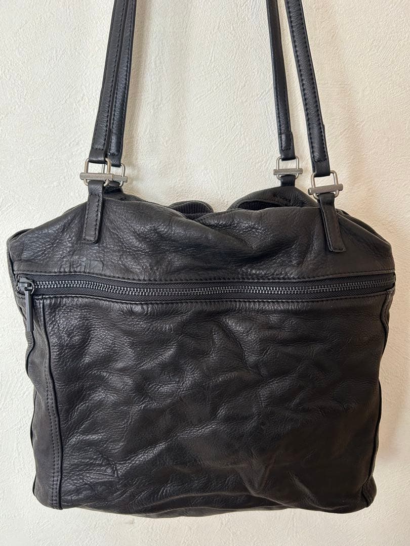 【美品】POMTATA トートバック ハンドバッグ ブラック レザー ポンタタ