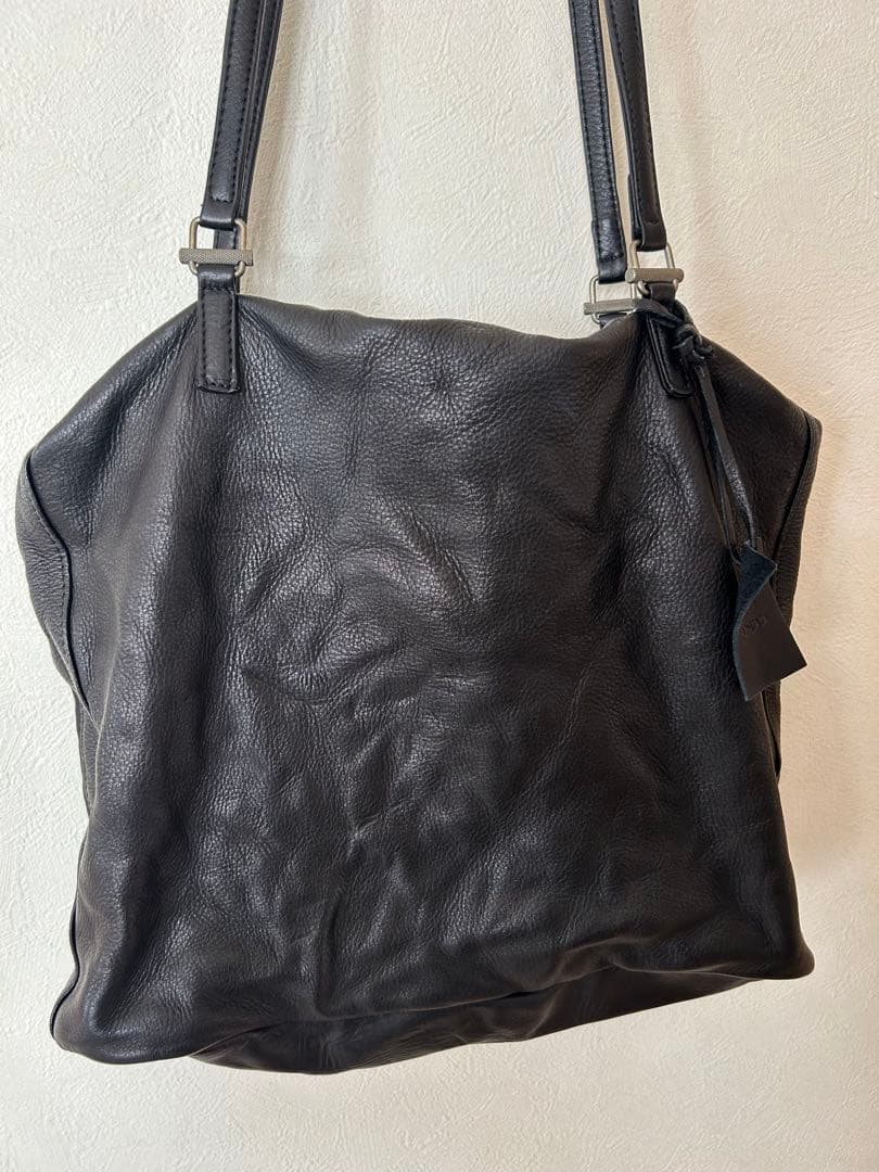【美品】POMTATA トートバック ハンドバッグ ブラック レザー ポンタタ