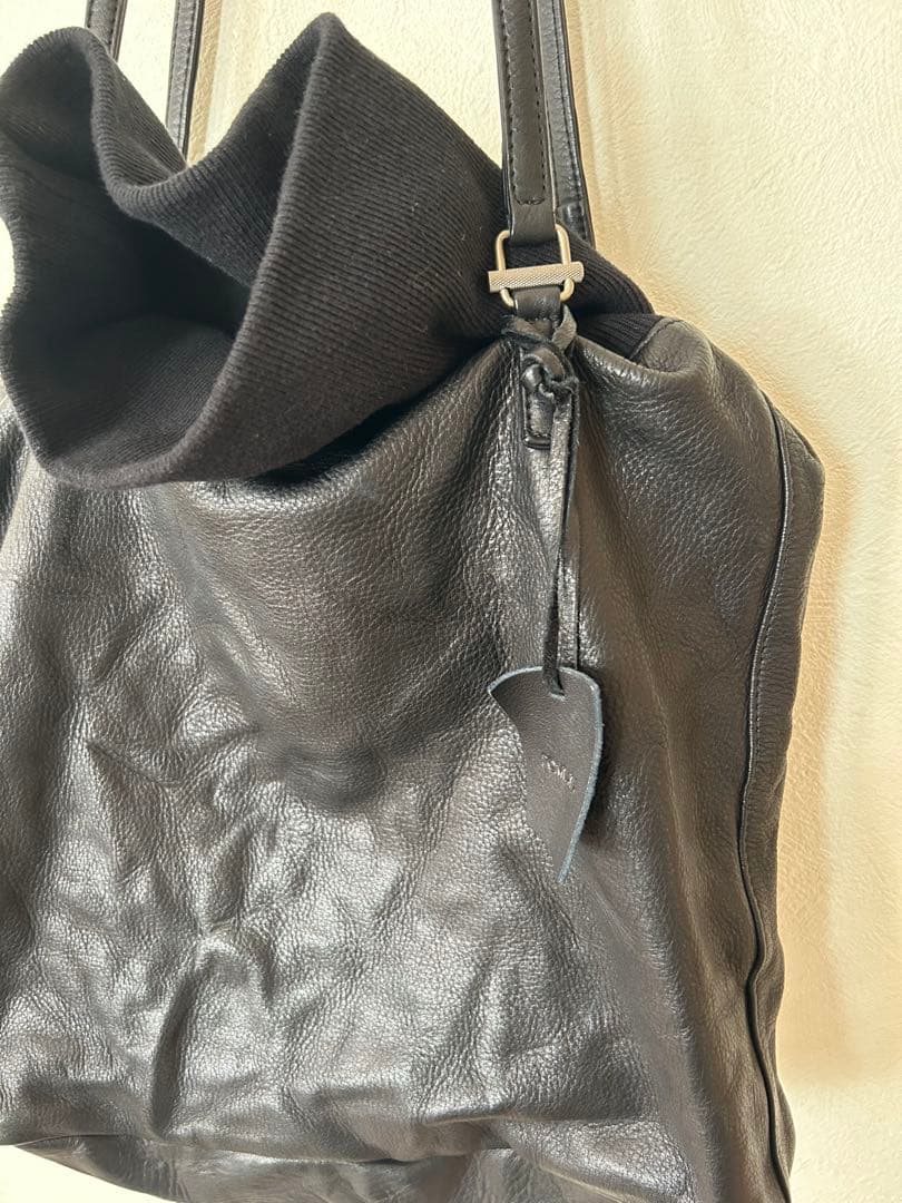 【美品】POMTATA トートバック ハンドバッグ ブラック レザー ポンタタ
