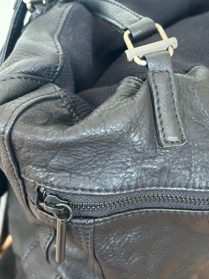 【美品】POMTATA トートバック ハンドバッグ ブラック レザー ポンタタ