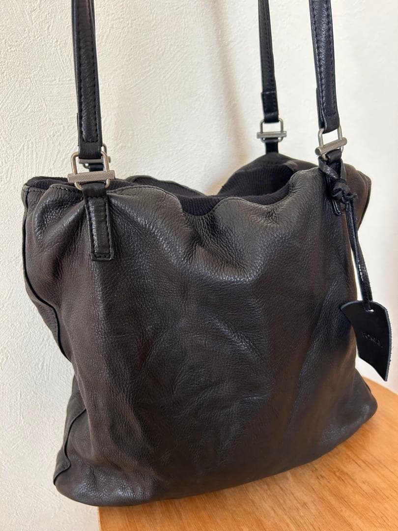 【美品】POMTATA トートバック ハンドバッグ ブラック レザー ポンタタ