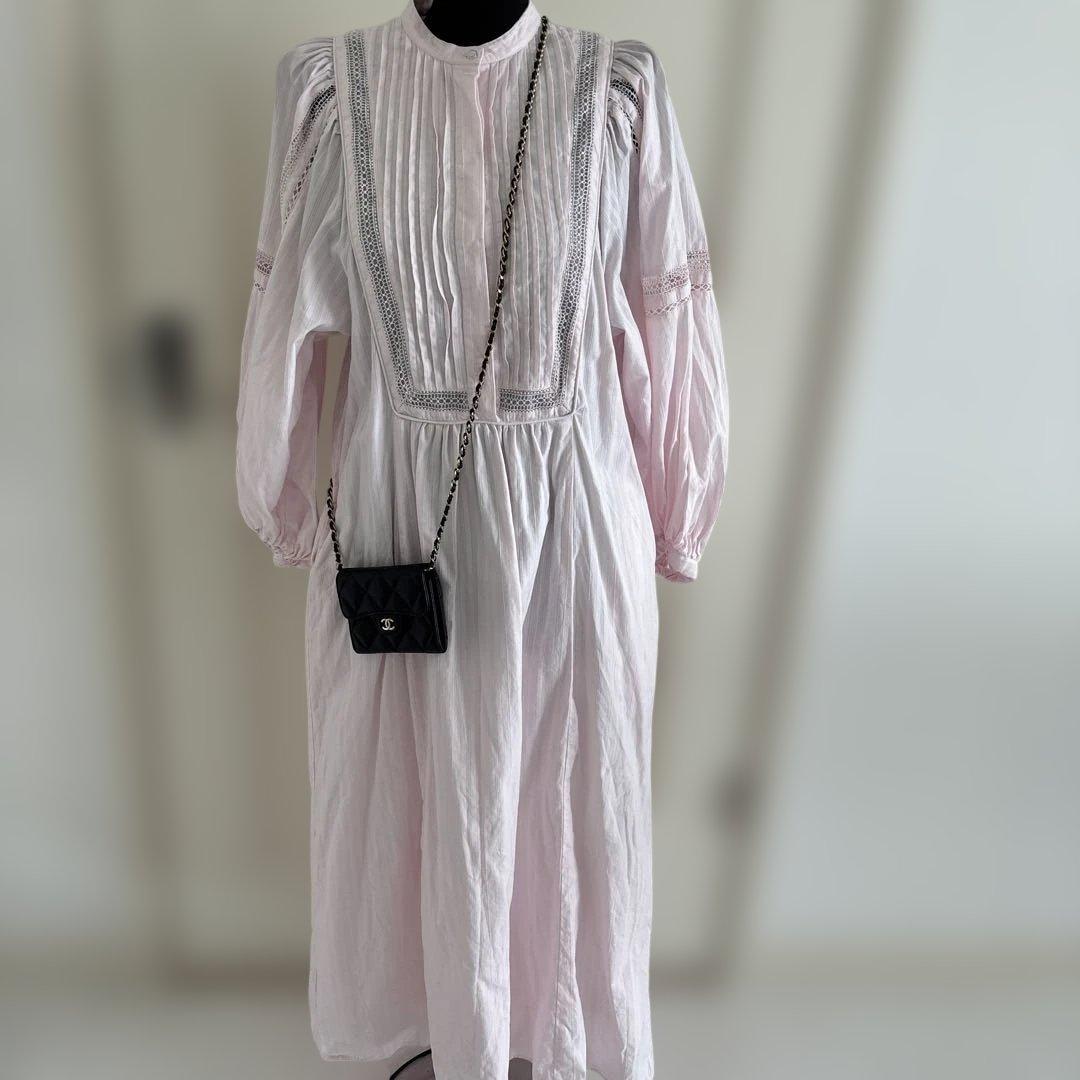 ヌキテパ　ピンク レース 長袖ワンピース