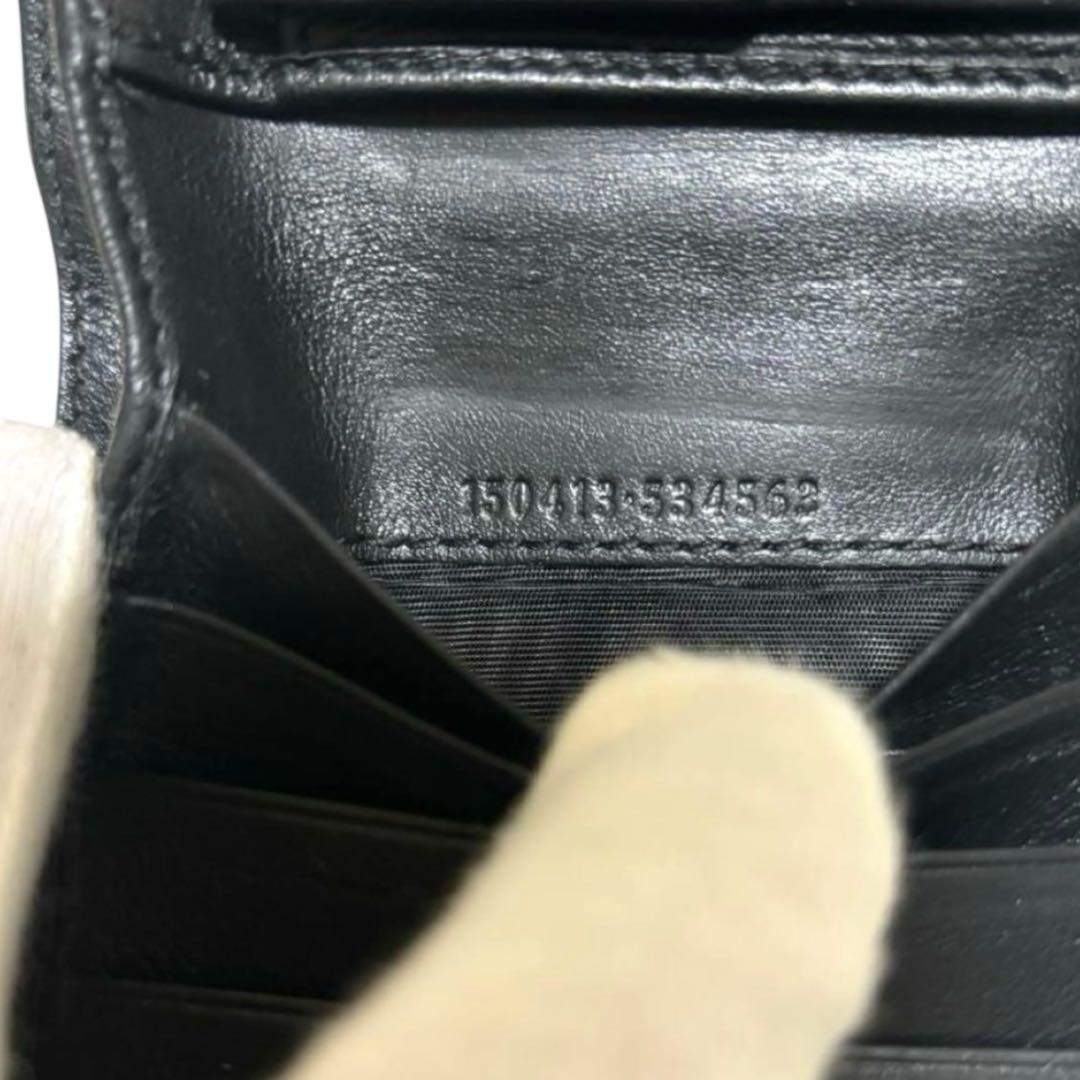 人気　グッチ　折り財布　マイクロGG　シマレザー　ブラック　フラップ　GG柄