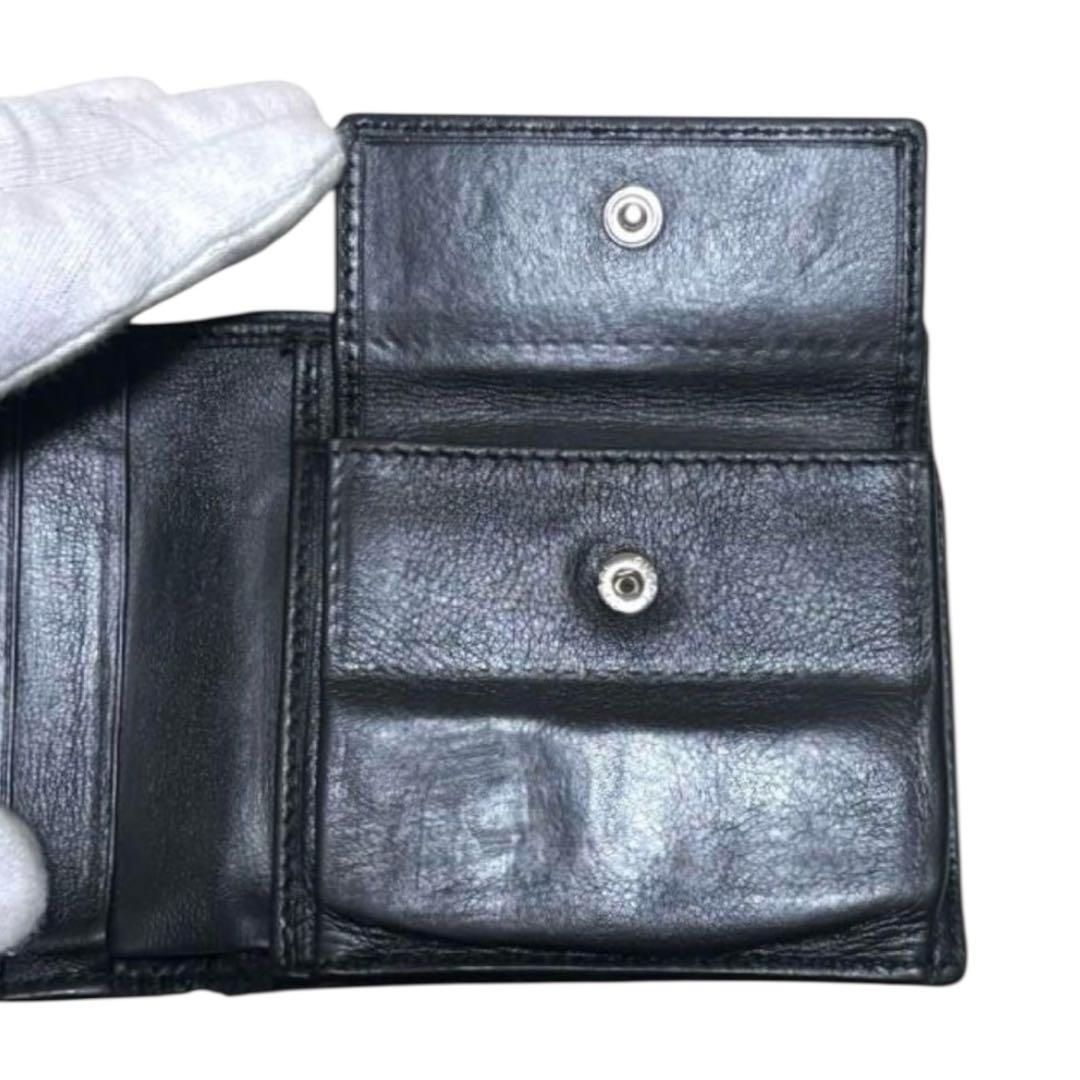 人気　グッチ　折り財布　マイクロGG　シマレザー　ブラック　フラップ　GG柄