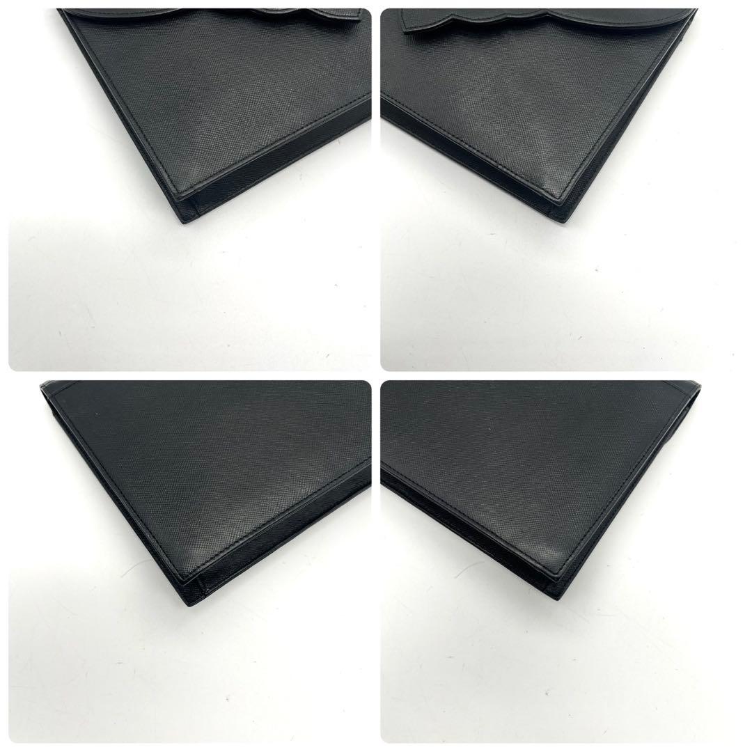 美品 イヴサンローラン クラッチバッグ YSLロゴ　レザー　ブラック