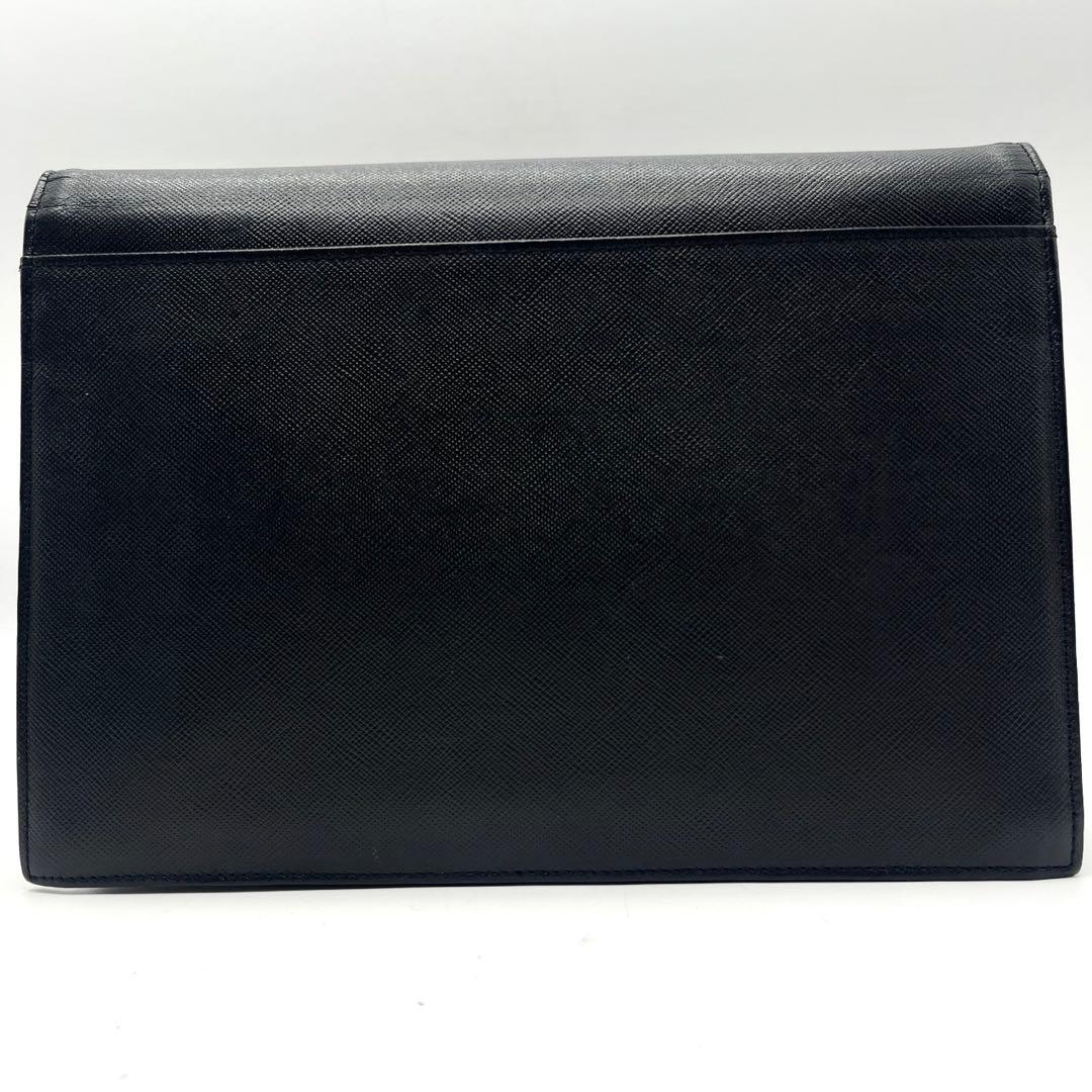 美品 イヴサンローラン クラッチバッグ YSLロゴ　レザー　ブラック