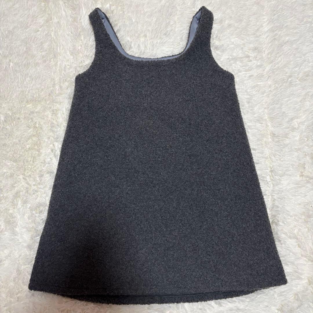 美品 pois ポワ スクエアプードルワンピース グレー