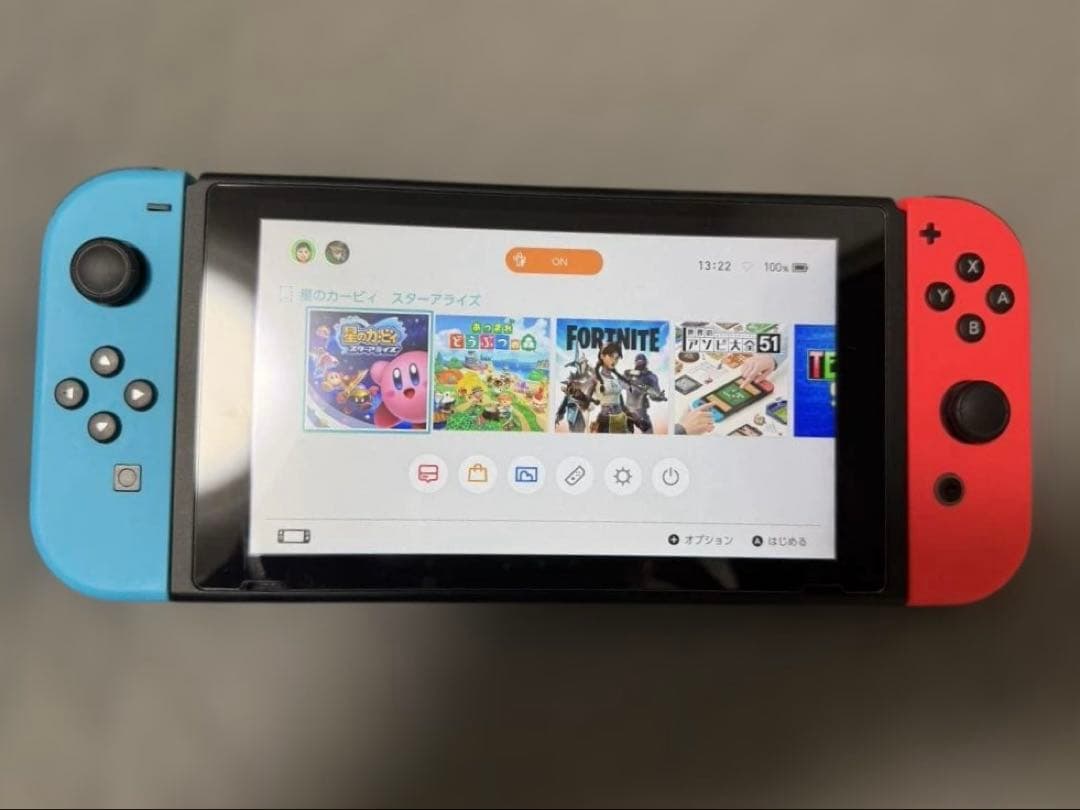 Nintendo Switch 本体 青と赤のジョイコン ガラスフィルム貼付済