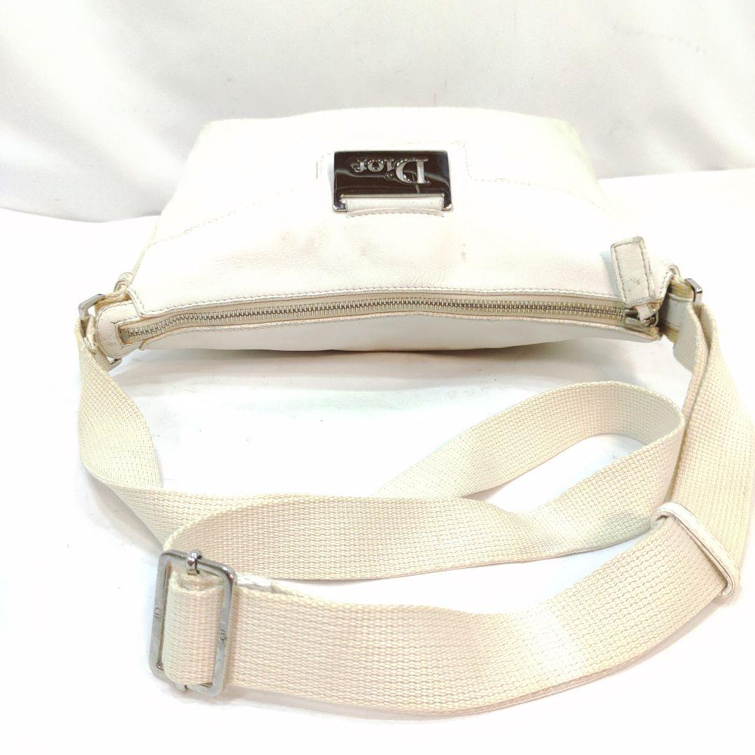 クリスチャンディオール ショルダーバッグ レザー×キャンバス 白 トロッター柄