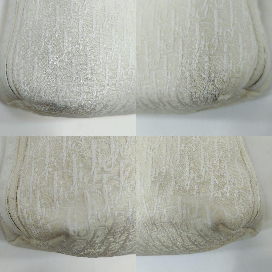 クリスチャンディオール ショルダーバッグ レザー×キャンバス 白 トロッター柄