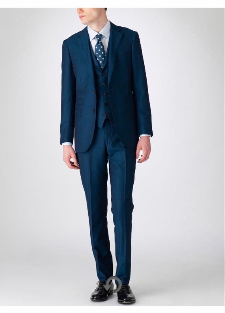 ブラックレーベル　ROEBUCKブルーソリッド3ピーススーツ