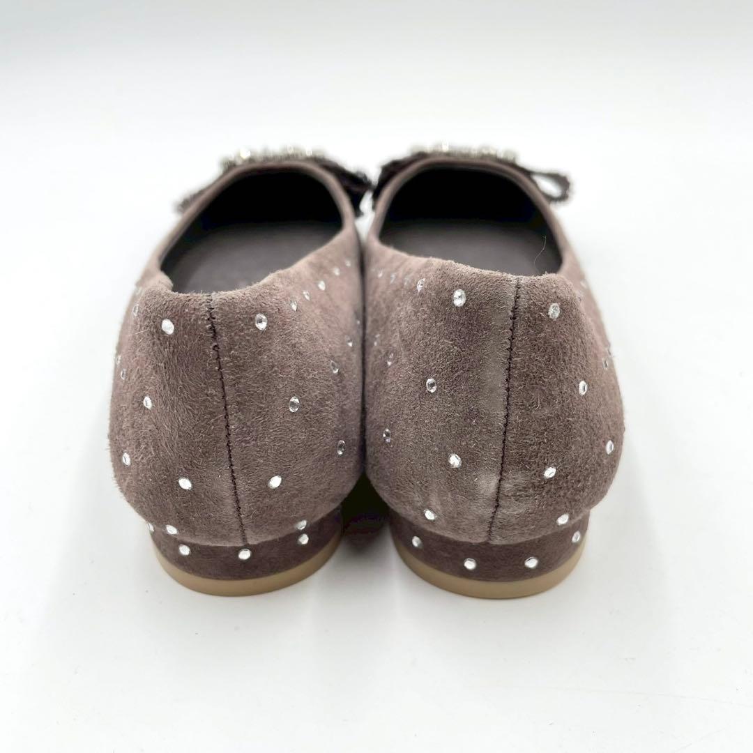 ツルバイマリコオイカワ ビジューバックル パンプス 34 ブラウン Y1158