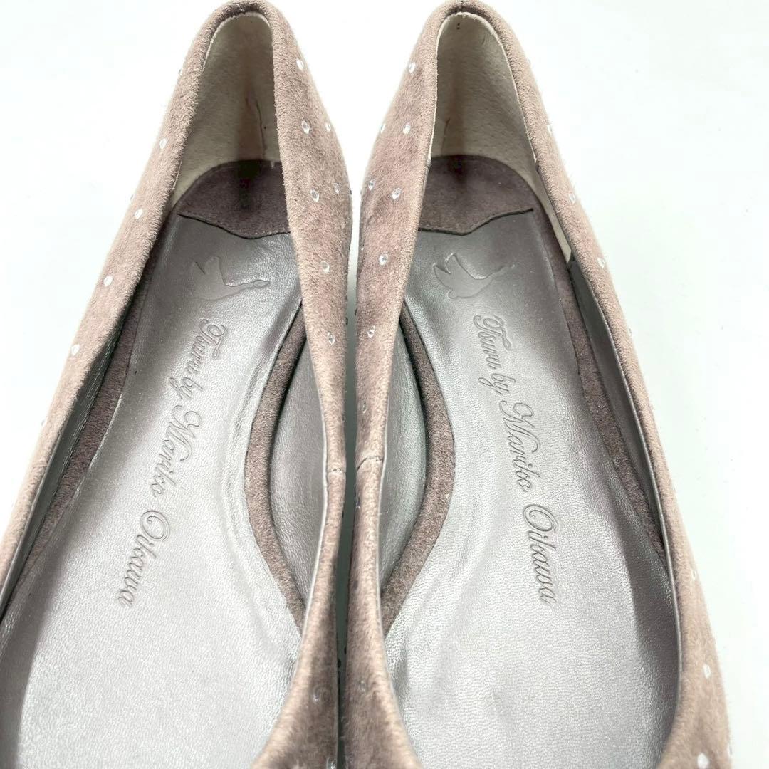 ツルバイマリコオイカワ ビジューバックル パンプス 34 ブラウン Y1158