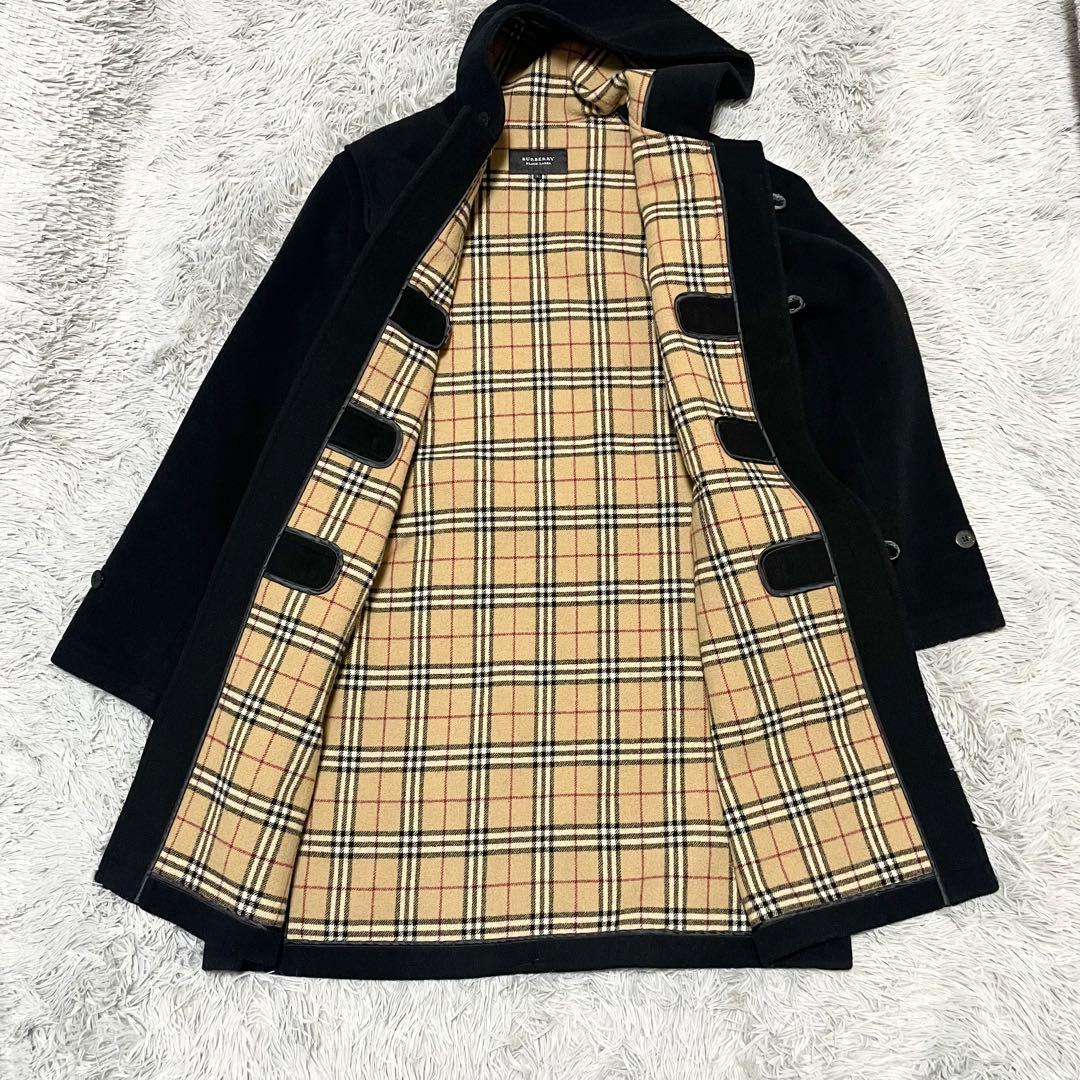 バーバリーブラックレーベル ダッフルコート ロング ノバチェック ブラック L