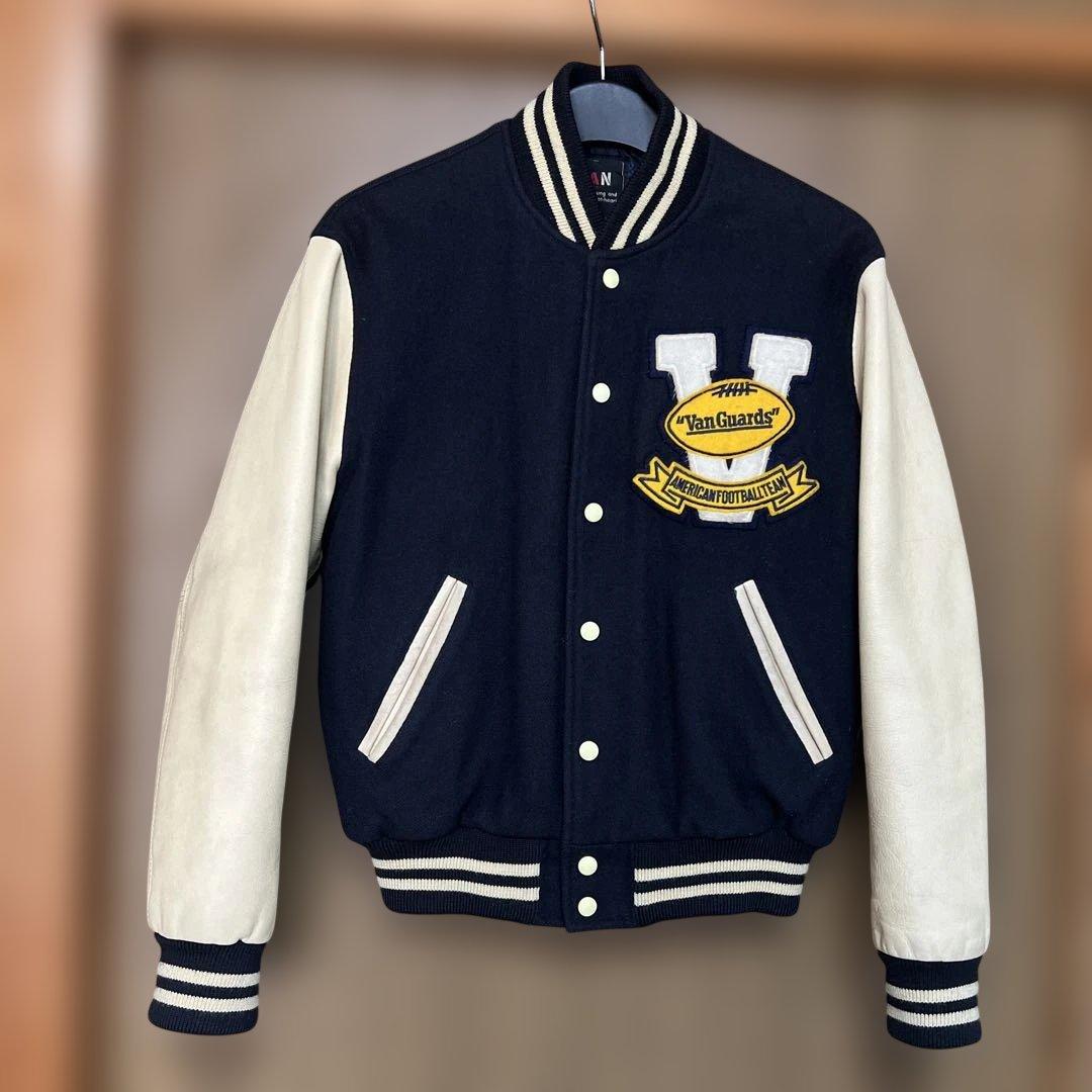 VAN JAC スタジアムジャンパー　袖皮 ネイビー　 Lサイズ