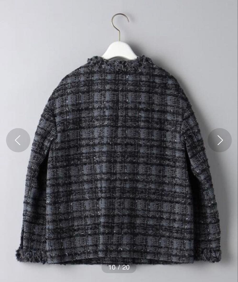 UNITEDARROWS ファンシーツイード Vノーカラー ジャケット