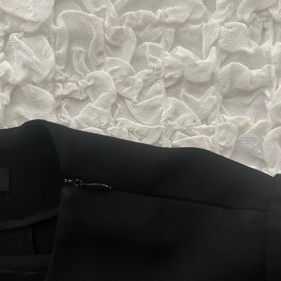 ヨーコチャン フレアスリーブ・バックプリーツドレス バイカラー ワンピース 38