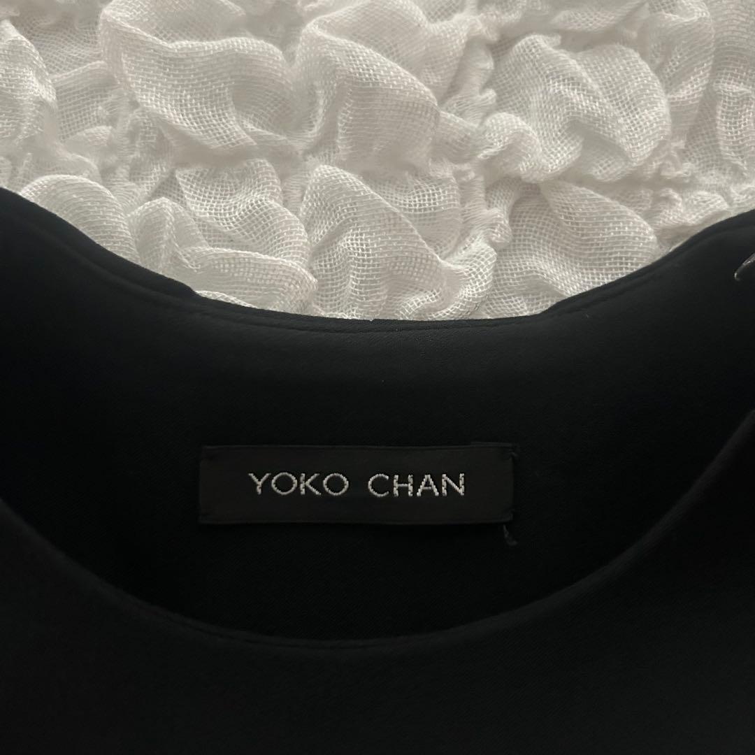 ヨーコチャン フレアスリーブ・バックプリーツドレス バイカラー ワンピース 38