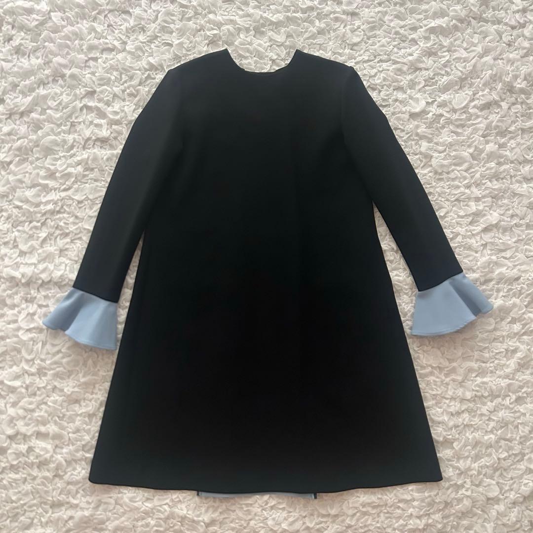 ヨーコチャン フレアスリーブ・バックプリーツドレス バイカラー ワンピース 38