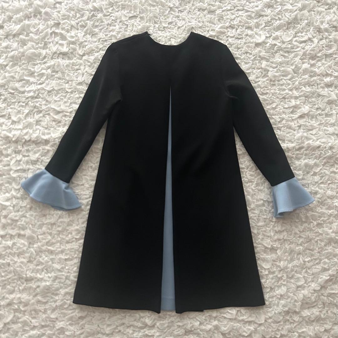 ヨーコチャン フレアスリーブ・バックプリーツドレス バイカラー ワンピース 38