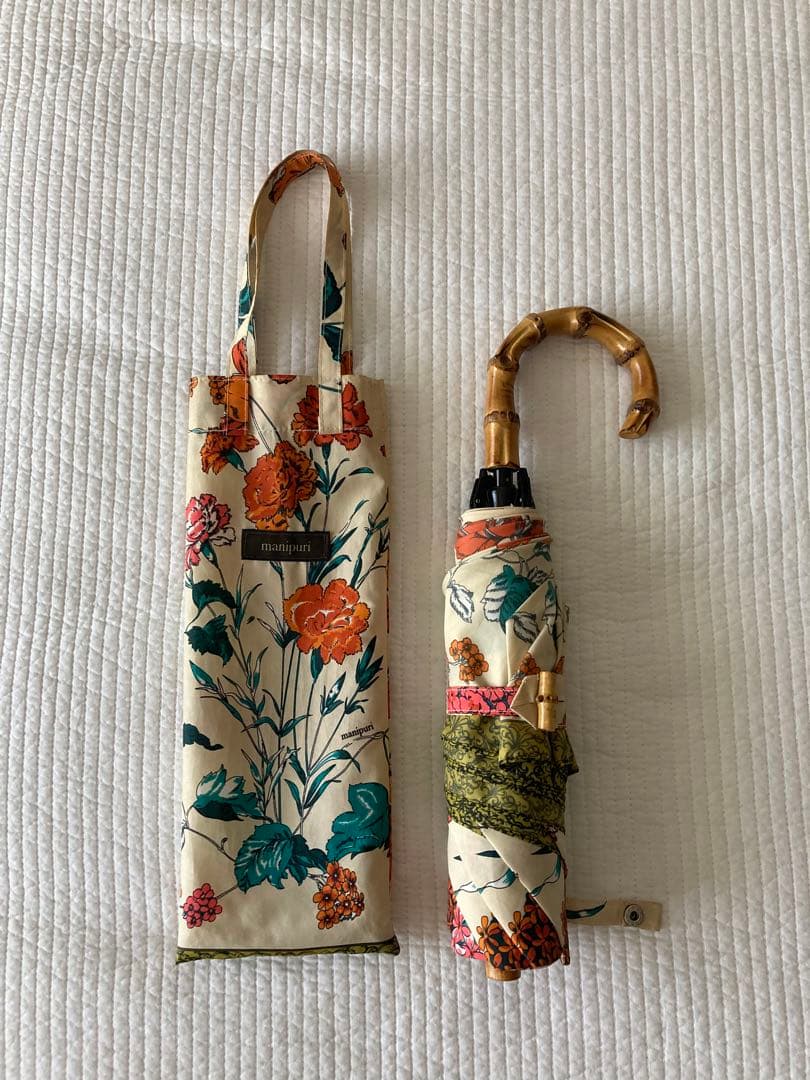 manipuri 花柄 2way折りたたみ傘 晴雨兼用