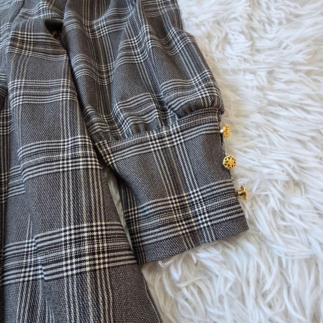 CINEMATIQ　ヴィンテージリリーロングワンピース　Ｌ　ストレッチ　金ボタン